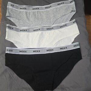 Mexx Three-Pack Bikini Briefs in Gray, White & Black